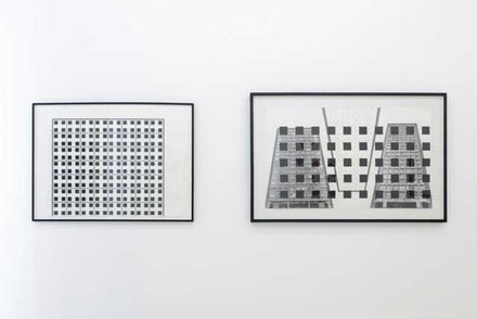 Stephen Willats: Concrete Block - Images from the exhibition at MOT International, Brussels, Conceptual Tower No 30 1991;  Conceptual Tower No 10 1987 