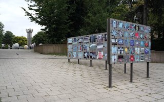 Stephen Willats: In and Out the Underworld, Display screens with photographic mosaic at the entrance to the underpass